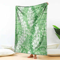 Green Puakenikeni and Maile Lei Blanket Hawaiian Style Tribal Tapa Double Strand Lei