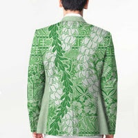 Green Puakenikeni and Maile Lei Blazer Hawaiian Style Tribal Tapa Double Strand Lei - Polynesian Pride