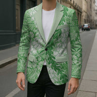 Green Puakenikeni and Maile Lei Blazer Hawaiian Style Tribal Tapa Double Strand Lei - Polynesian Pride