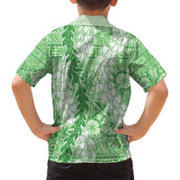 Green Puakenikeni and Maile Lei Family Matching Puletasi and Hawaiian Shirt Hawaiian Style Tribal Tapa Double Strand Lei LT9 - Polynesian Pride