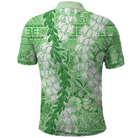 Green Puakenikeni and Maile Lei Polo Shirt Hawaiian Style Tribal Tapa Double Strand Lei