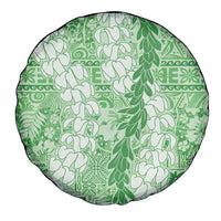 Green Puakenikeni and Maile Lei Spare Tire Cover Hawaiian Style Tribal Tapa Double Strand Lei