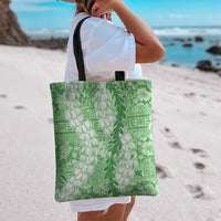Green Puakenikeni and Maile Lei Tote Bag Hawaiian Style Tribal Tapa Double Strand Lei - Polynesian Pride