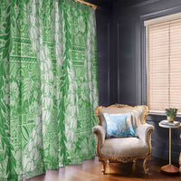 Green Puakenikeni and Maile Lei Window Curtain Hawaiian Style Tribal Tapa Double Strand Lei