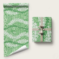 Green Puakenikeni and Maile Lei Wrapping Paper Hawaiian Style Tribal Tapa Double Strand Lei - Polynesian Pride
