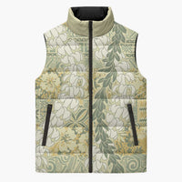 Vintage Puakenikeni and Maile Lei Sleeveless Puffer Jacket Hawaiian Style Tribal Tapa Double Strand Lei - Polynesian Pride