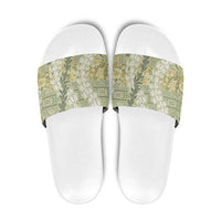 Vintage Puakenikeni and Maile Lei Slide Sandals Hawaiian Style Tribal Tapa Double Strand Lei - Polynesian Pride