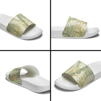 Vintage Puakenikeni and Maile Lei Slide Sandals Hawaiian Style Tribal Tapa Double Strand Lei - Polynesian Pride