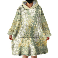 Vintage Puakenikeni and Maile Lei Wearable Blanket Hoodie Hawaiian Style Tribal Tapa Double Strand Lei