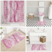 Pink Puakenikeni and Maile Lei Bathroom Set Hawaiian Style Tribal Tapa Double Strand Lei - Polynesian Pride