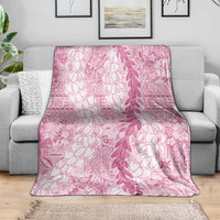 Pink Puakenikeni and Maile Lei Blanket Hawaiian Style Tribal Tapa Double Strand Lei