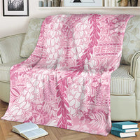 Pink Puakenikeni and Maile Lei Blanket Hawaiian Style Tribal Tapa Double Strand Lei