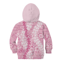 Pink Puakenikeni and Maile Lei Kid Hoodie Hawaiian Style Tribal Tapa Double Strand Lei