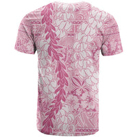 Pink Puakenikeni and Maile Lei T Shirt Hawaiian Style Tribal Tapa Double Strand Lei