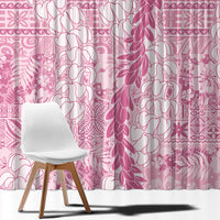 Pink Puakenikeni and Maile Lei Window Curtain Hawaiian Style Tribal Tapa Double Strand Lei
