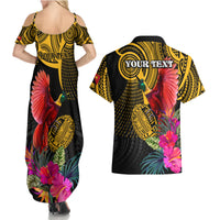 Personalised Papua New Guinea Rugby Couples Matching Summer Maxi Dress and Hawaiian Shirt PNG Kumuls Champions Pacific Bowl LT9 - Polynesian Pride