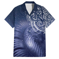 New Zealand Galaxy Fern Family Matching Tank Maxi Dress and Hawaiian Shirt LT9 Dad's Shirt - Short Sleeve Galaxy - Polynesian Pride