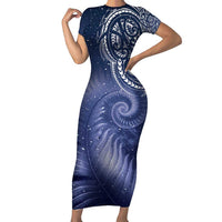New Zealand Galaxy Fern Short Sleeve Bodycon Dress LT9 Long Dress Galaxy - Polynesian Pride