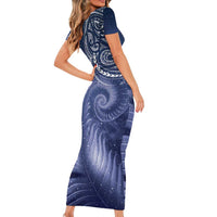 New Zealand Galaxy Fern Short Sleeve Bodycon Dress LT9 - Polynesian Pride