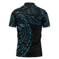 New Zealand Matariki Zipper Polo Shirt Galaxy Maori Tribal Tattoo - Polynesian Pride