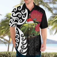 New Zealand Kakapo Christmas Hawaiian Shirt Meri Kirihimete Pohutukawa Flowers