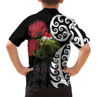 New Zealand Kakapo Christmas Hawaiian Shirt Meri Kirihimete Pohutukawa Flowers