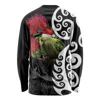 New Zealand Kakapo Christmas Long Sleeve Shirt Meri Kirihimete Pohutukawa Flowers