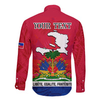 Haiti Independence Day Long Sleeve Button Shirt Libete Egalite Fratenite Ayiti 1804 With Polynesian Pattern LT9 - Polynesian Pride