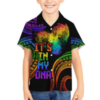 Personalised Its In My DNA Valentine Day Kid Hawaiian Shirt Fingerprint Heart with Color Pride Flag LT9 Kid - Polynesian Pride