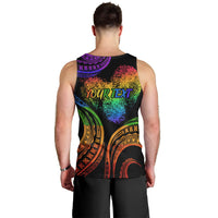 Personalised Its In My DNA Valentine Day Men Tank Top Fingerprint Heart with Color Pride Flag LT9 - Polynesian Pride