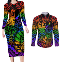 New Zealand LGBT Fern Heart Couples Matching Long Sleeve Bodycon Dress and Long Sleeve Button Shirt Dont judge What You Dont Understand LT9 - Polynesian Pride