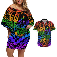 New Zealand LGBT Fern Heart Couples Matching Off Shoulder Short Dress and Hawaiian Shirt Dont judge What You Dont Understand LT9 - Polynesian Pride