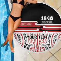 Personalised Toitu Te Tiriti Aotearoa 1840 Beach Blanket Red Kowhaiwhai Puhoro LT9 - Polynesian Pride