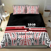 Personalised Toitu Te Tiriti Aotearoa 1840 Bedding Set Red Kowhaiwhai Puhoro - Polynesian Pride
