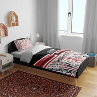 Personalised Toitu Te Tiriti Aotearoa 1840 Bedding Set Red Kowhaiwhai Puhoro - Polynesian Pride