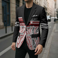 Personalised Toitu Te Tiriti Aotearoa 1840 Blazer Red Kowhaiwhai Puhoro - Polynesian Pride