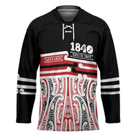Personalised Toitu Te Tiriti Aotearoa 1840 Hockey Jersey Red Kowhaiwhai Puhoro - Polynesian Pride