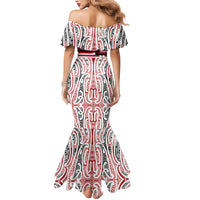 Personalised Toitu Te Tiriti Aotearoa 1840 Mermaid Dress Red Kowhaiwhai Puhoro LT9 - Polynesian Pride