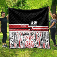 Personalised Toitu Te Tiriti Aotearoa 1840 Quilt Red Kowhaiwhai Puhoro - Polynesian Pride