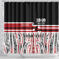 Personalised Toitu Te Tiriti Aotearoa 1840 Shower Curtain Red Kowhaiwhai Puhoro LT9 - Polynesian Pride