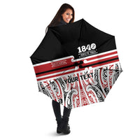 Personalised Toitu Te Tiriti Aotearoa 1840 Umbrella Red Kowhaiwhai Puhoro LT9 - Polynesian Pride