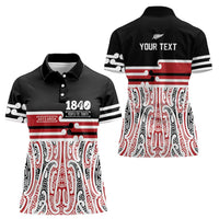 Personalised Toitu Te Tiriti Aotearoa 1840 Women Polo Shirt Red Kowhaiwhai Puhoro - Polynesian Pride