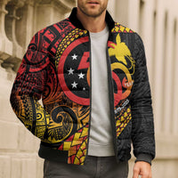Papua New Guinea Tribal Tattoo Bomber Puffer Jacket 50th Independence Anniversary - Polynesian Pride