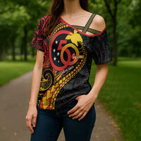Papua New Guinea Tribal Tattoo Cross Shoulder Shirt 50th Independence Anniversary - Polynesian Pride