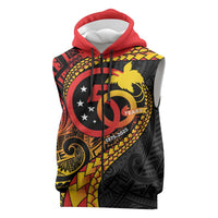 Papua New Guinea Tribal Tattoo Sleeveless Zip Hoodie 50th Independence Anniversary - Polynesian Pride