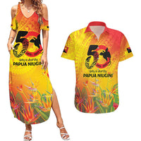 Papua New Guinea Unity in Diversity Couples Matching Summer Maxi Dress and Hawaiian Shirt 50th Indipendens Papua Niugini