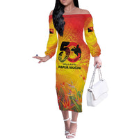 Papua New Guinea Unity in Diversity Off The Shoulder Long Sleeve Dress 50th Indipendens Papua Niugini