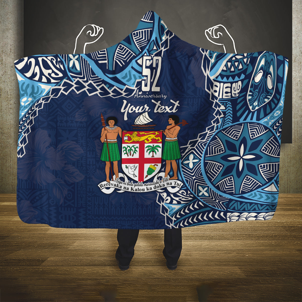 Personalised Fiji 54th Anniversary Hooded Blanket Siga Ni Bula Galala Marautaki O Viti