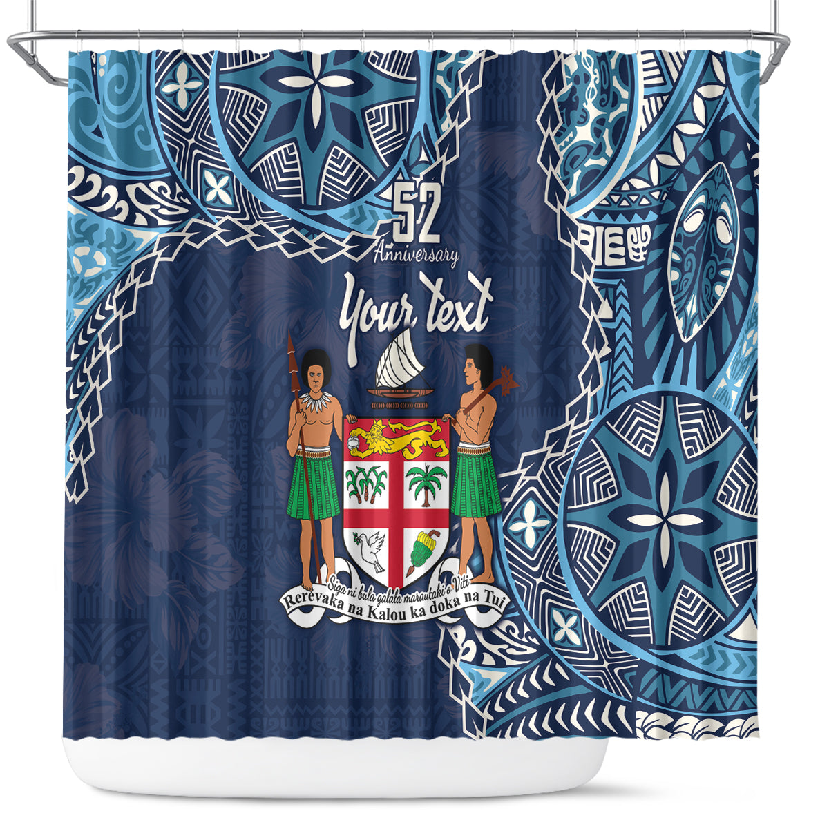 Personalised Fiji 54th Anniversary Shower Curtain Siga Ni Bula Galala Marautaki O Viti