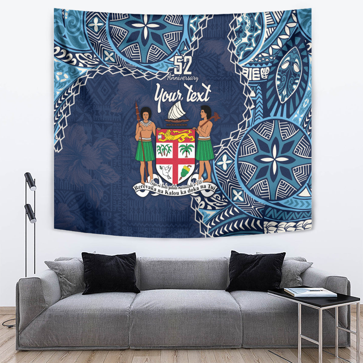 Personalised Fiji 54th Anniversary Tapestry Siga Ni Bula Galala Marautaki O Viti